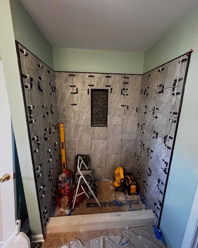 Wall tiles installed